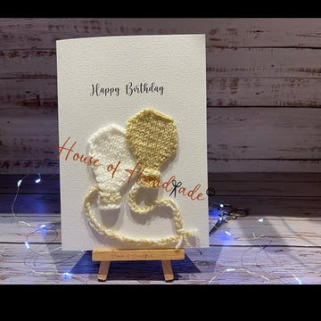 Knit and Print Birthday Balloon’s Bows Knitting Pattern Make Your Own Card PDF Instant Download