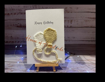 Knit and Print Birthday Balloon’s Bows Knitting Pattern Make Your Own Card PDF Instant Download