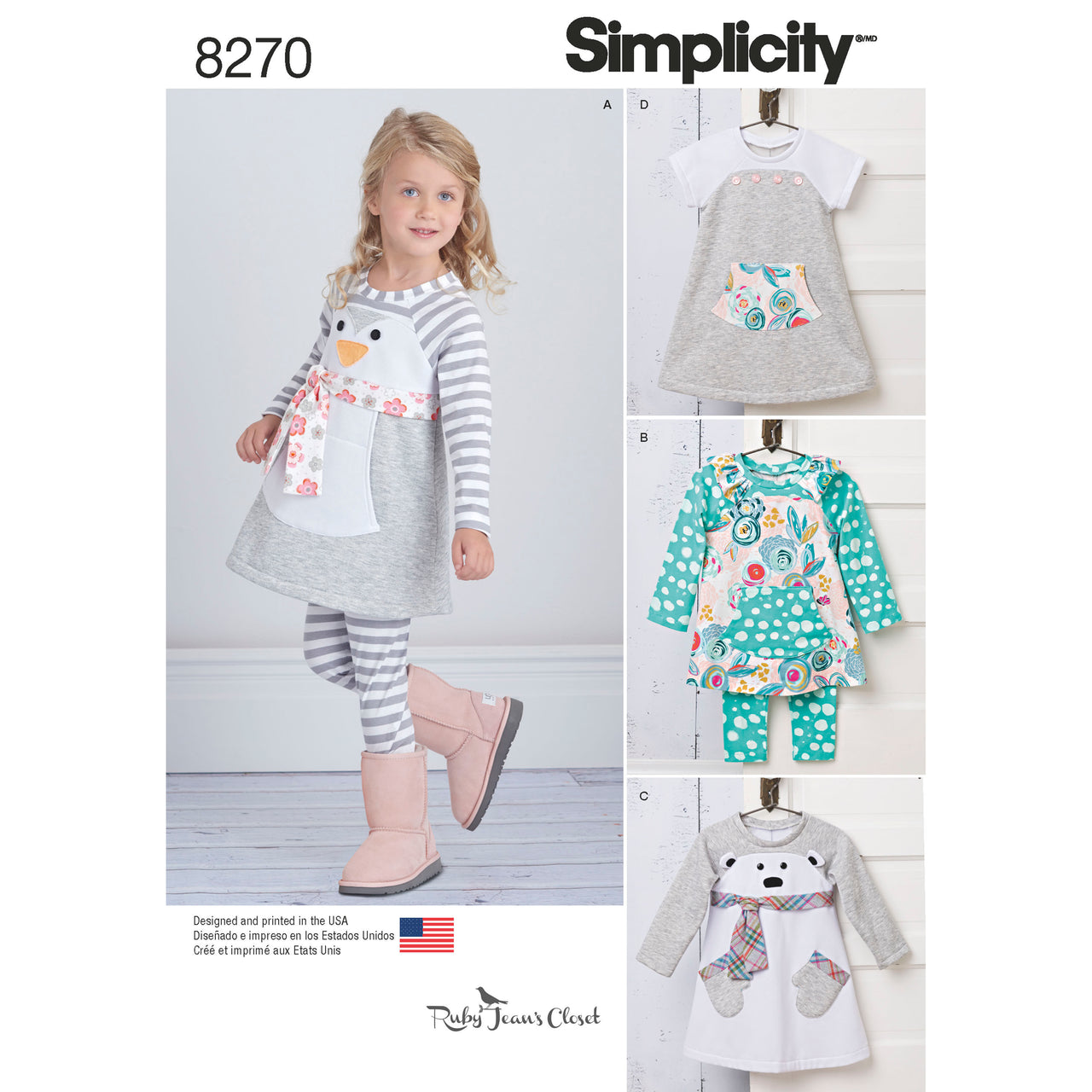 Simplicity Toddlers' Knit Sportswear from Ruby Jean's Closet 8270 - Paper Pattern, Size A (1/2-1-2-3-4)