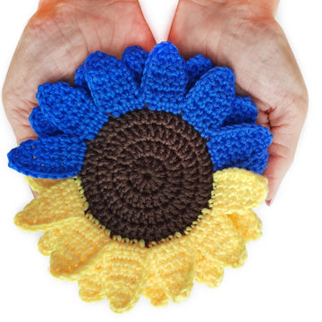 Sunflower coasters in the colors of the Ukrainian flag