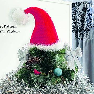 Crochet Christmas Tree Topper Pattern - Santa Hat Ornament, Holiday Decor, Skirt Topper, Festive Decoration
