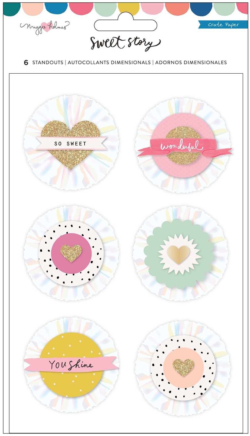 American Crafts Maggie Holmes Sweet Story Layered Stickers 6/Pkg - Delights