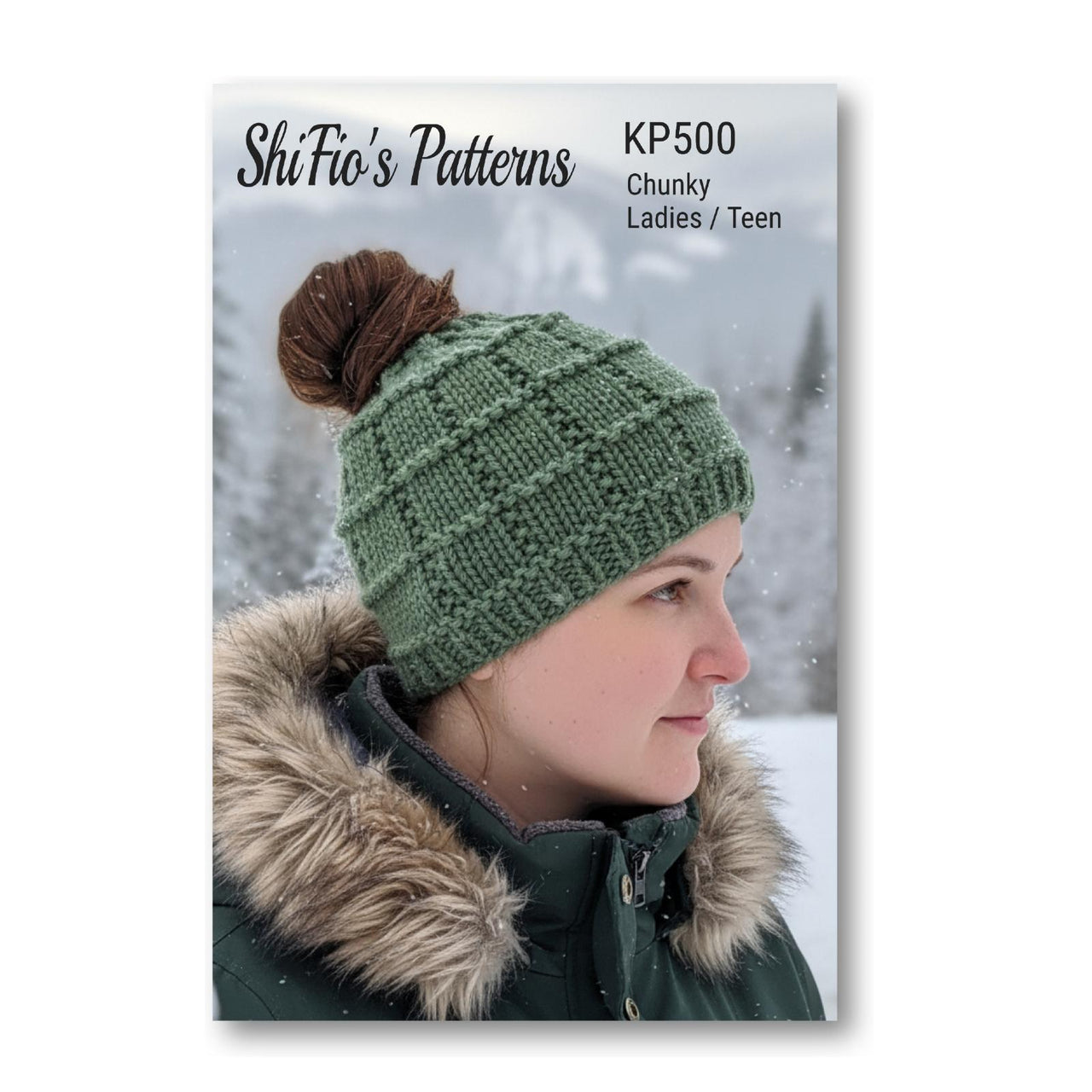 Knitting pattern ladies messy bun hat #500