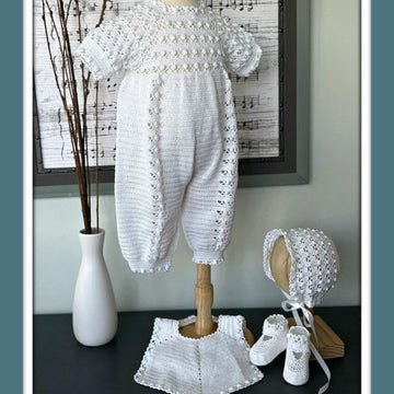 Baby Boy Christening Set Popcorn Stitch