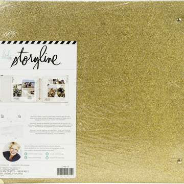 American Crafts Heidi Swapp Storyline 3 D-Ring Album 12"X12" - Gold Glitter