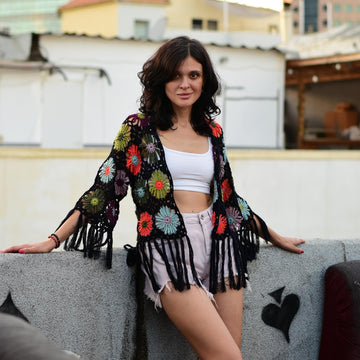 Astra crochet cardigan with fringe
