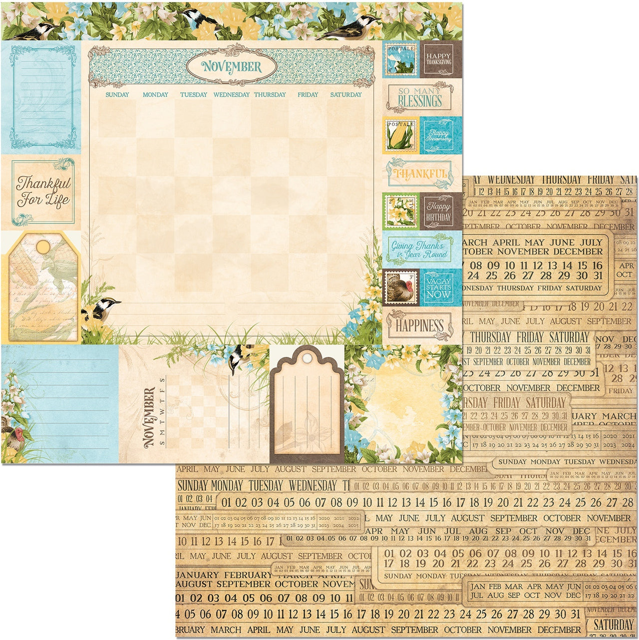 American Crafts Time & Place Double-Sided Cardstock 12"X12" 25/Pkg - November