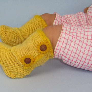 Baby Sunflower Button Booties