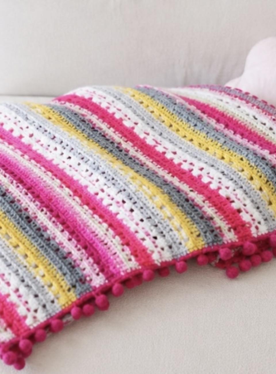 Cosy Stripe Crochet Blanket