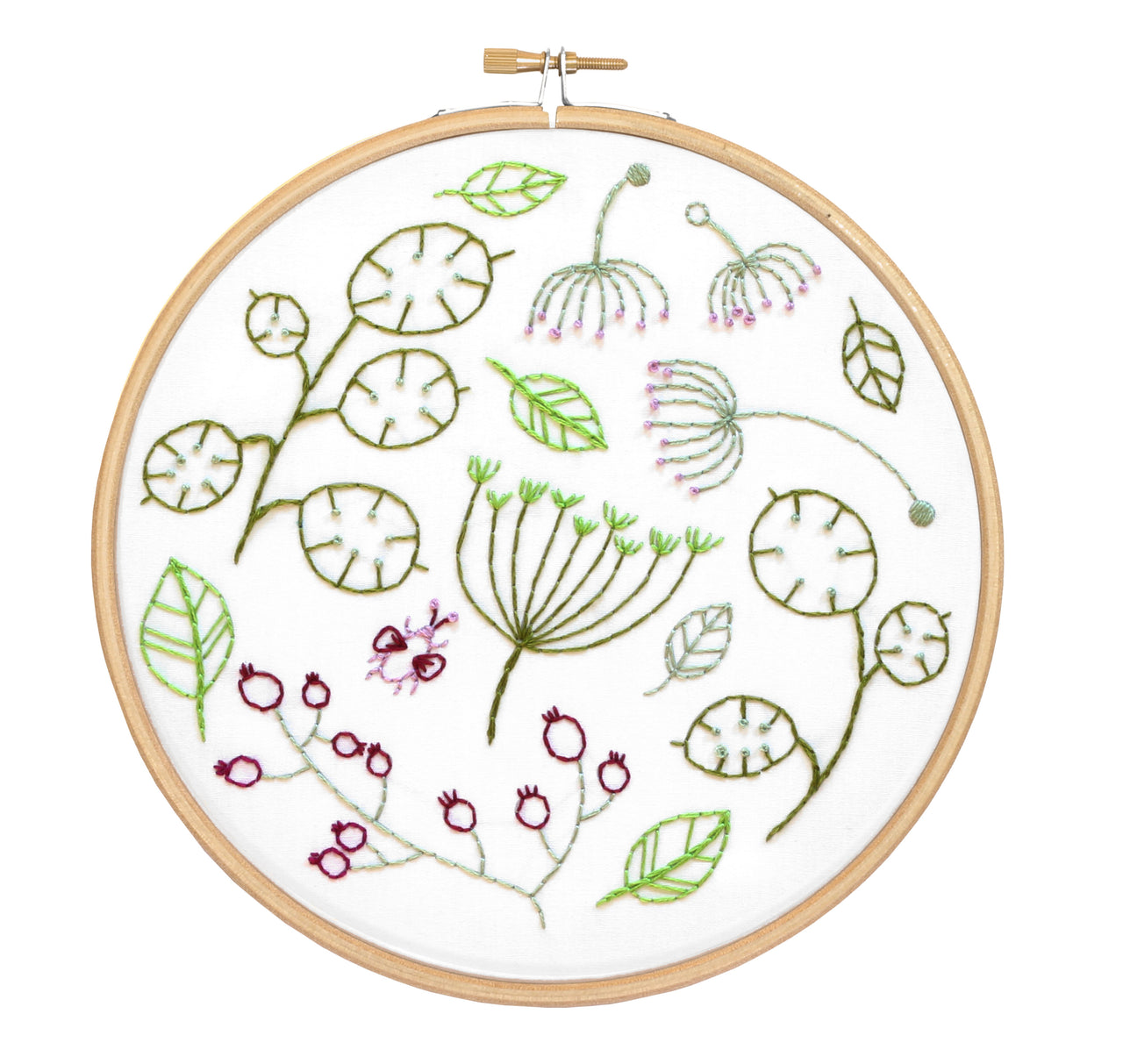 Hawthorn Handmade Seedhead Spray Contemporary Embroidery Kit - 16cm