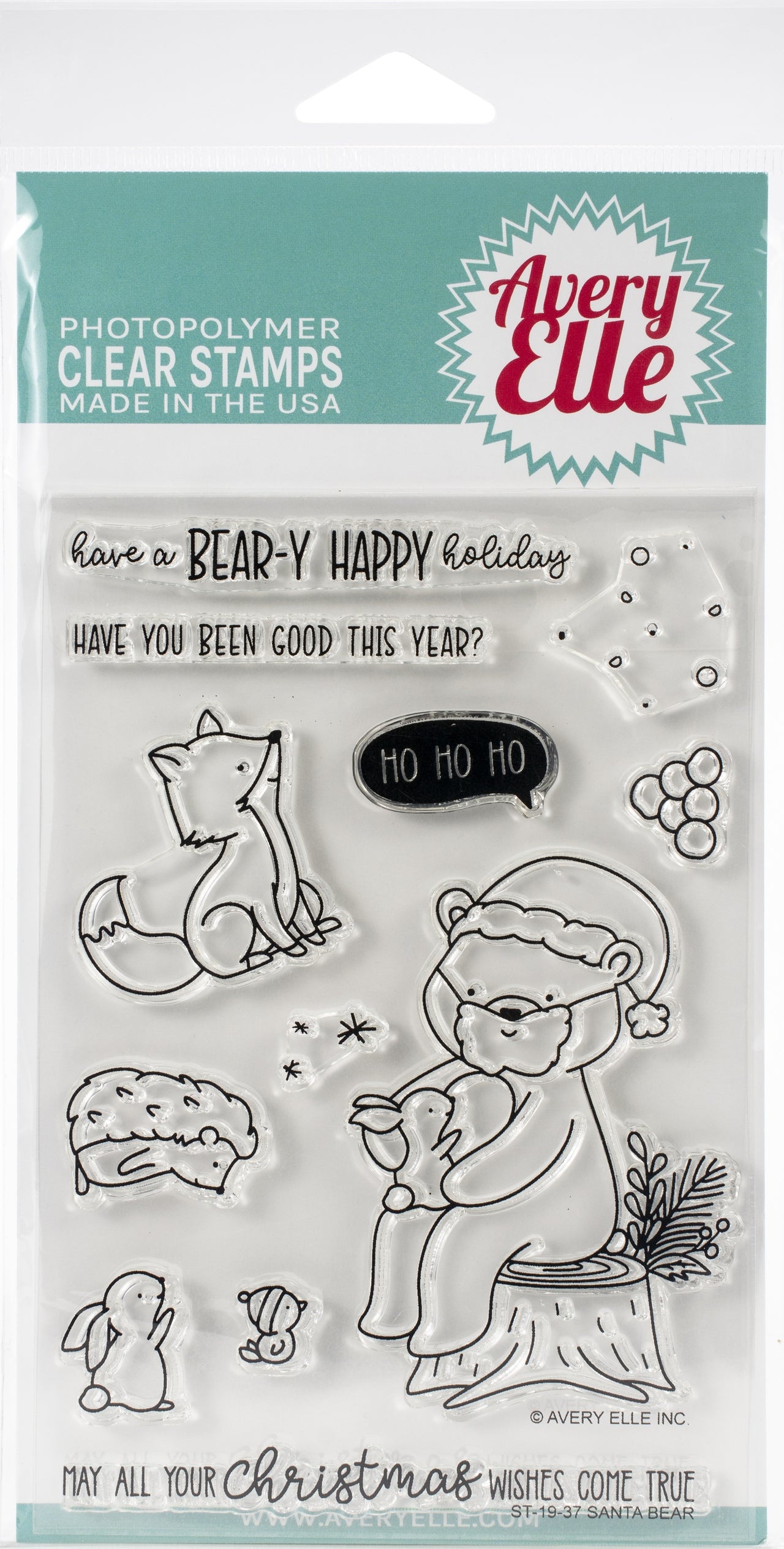Avery Elle Clear Stamp Set 4"X6" - Santa Bear