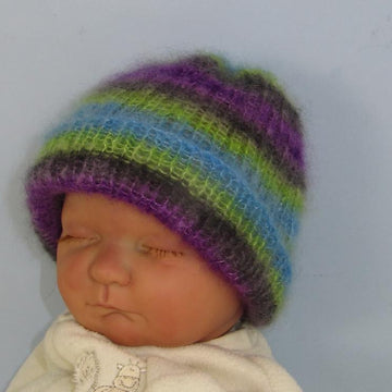 Baby Angel Print Mohair Rib Beanie Hat