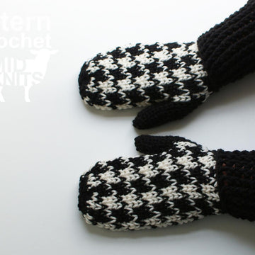 Crochet Houndstooth Mittens (2016007)