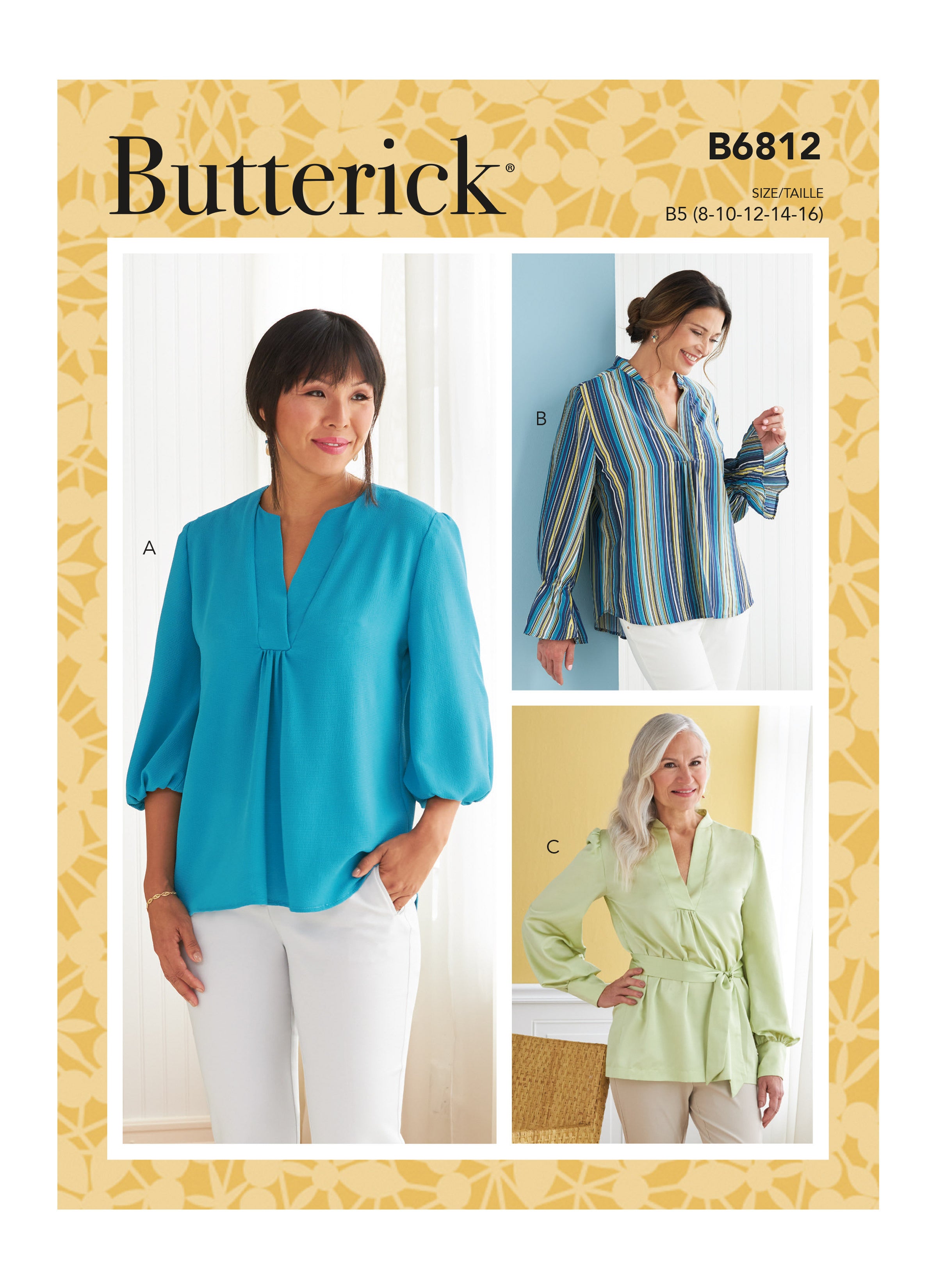 Butterick Misses' Top, Tunic & Sash B6812 - Sewing Pattern