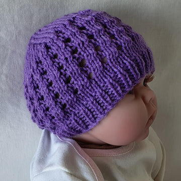 Lizzy - Prem and newborn slanting eyelet beanie