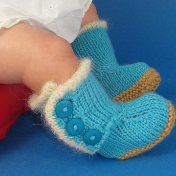 Baby Fur Trim 3 Button Booties (Bootees)