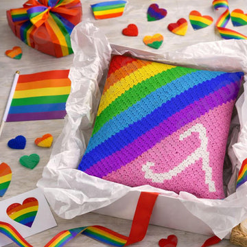 Rainbow Pillow LGBT Pride Lambda Mini C2C Diagonal Crochet Pattern