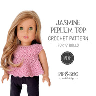 Jasmine 18" Doll Peplum Top / Dress Crochet Pattern