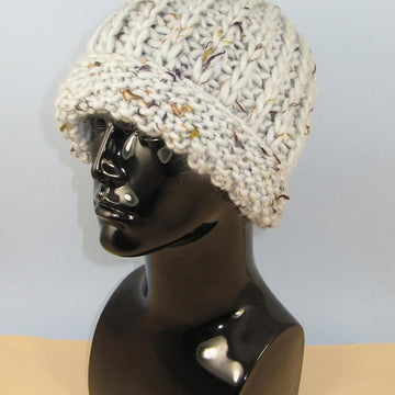 Super Chunky Moss Stitch Cuff Fishermans Rib Beanie Hat