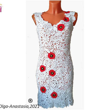 Lace dress with poppies