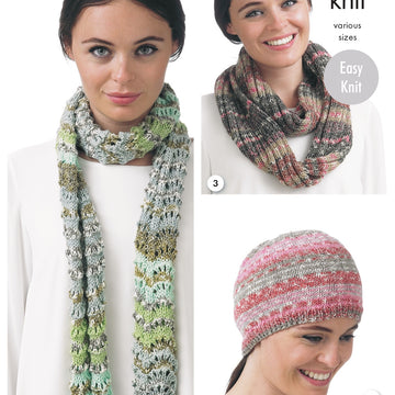 Hat, Scarfs and Snood in King Cole Drifter DK - 4414 - Downloadable PDF