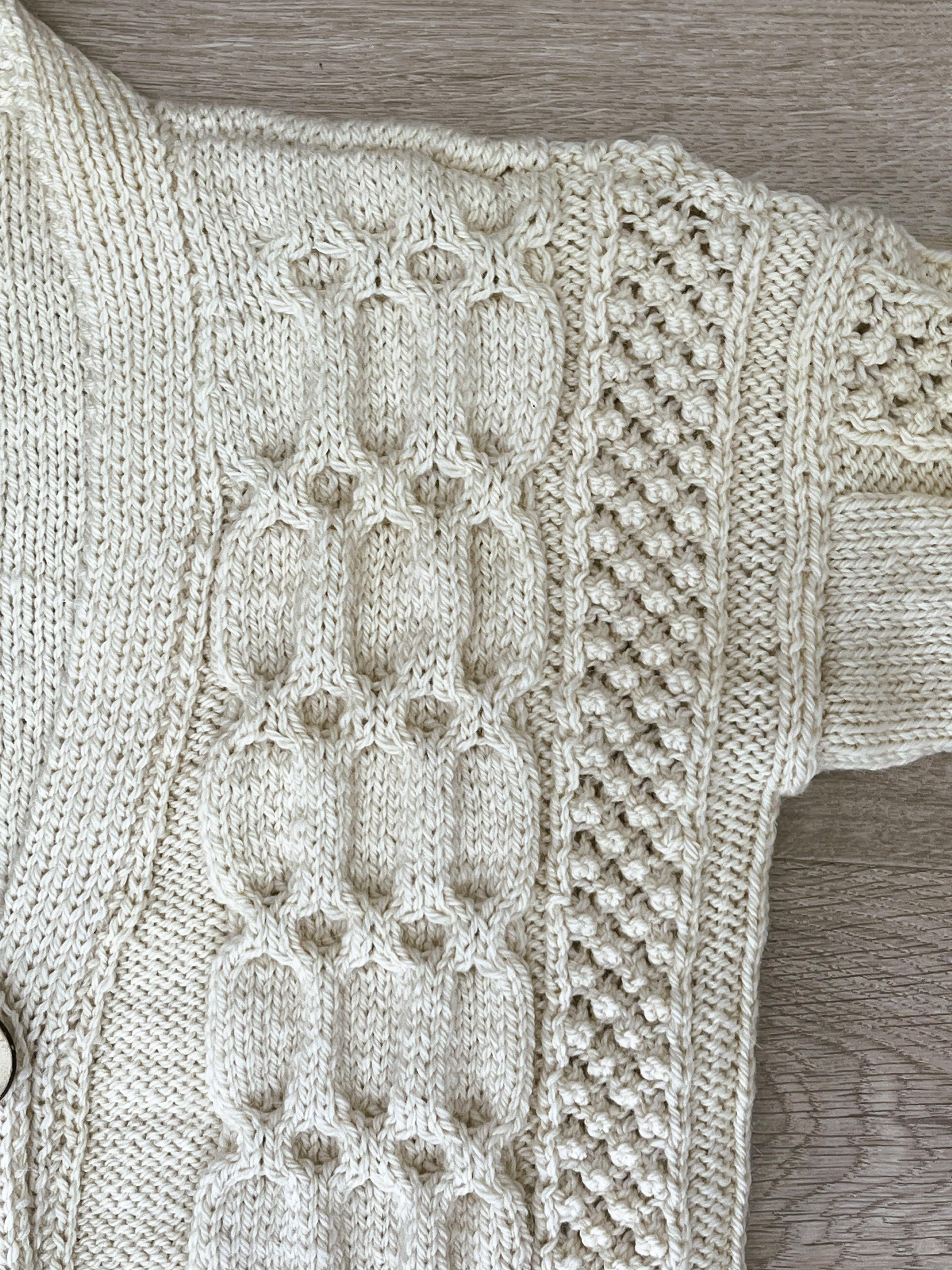 Cardigan with Aran Style Honeycomb Cables