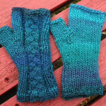Plaited Cable Fingerless Mittens