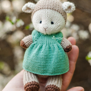 Sheep in a dress knitting pattern. Knitted animal pattern. Stuffed toy tutorial PDF.