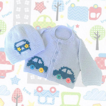 Baby Car Cardigan and Hat