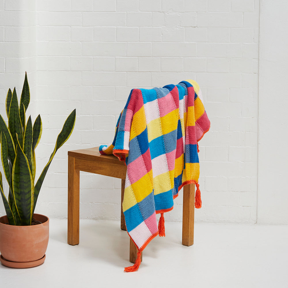 Check Me Out Bed Throw - Free Blanket Knitting Pattern For Home in Paintbox Yarns Cotton Aran