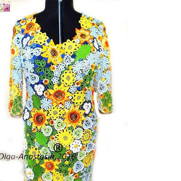 Dress with sunflower Irish lace