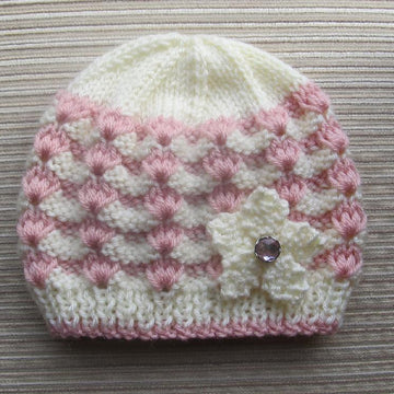 White and Pink Hat in Sizes 12 months and 2-4 years