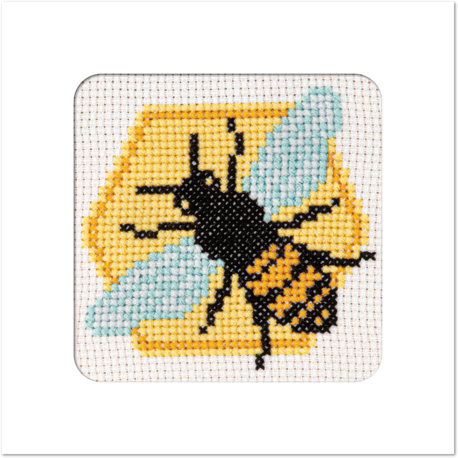 Stitchfinity Bee Mini Card Cross Stitch Kit - 13cm x 13cm