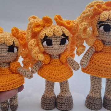 Orange Rainbow Crochet Doll Pattern 3 Levels in 1
