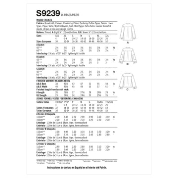 Simplicity Misses' Jackets S9239 - Paper Pattern, Size A (XXS-XS-S-M-L-XL-XXL)