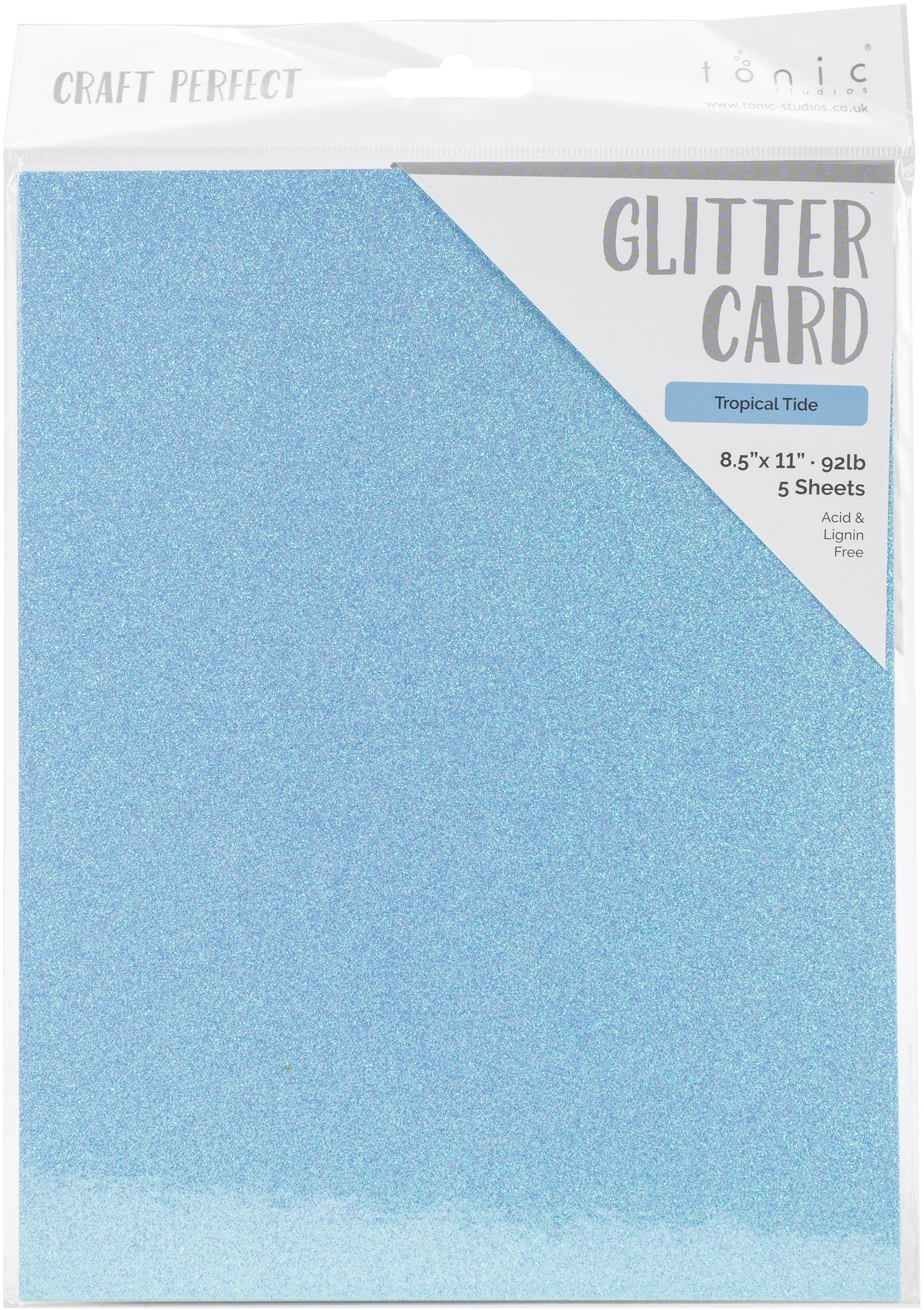 Tonic Studios Craft Perfect Glitter Cardstock 8.5"X11" 5/Pkg - Tropical Tide