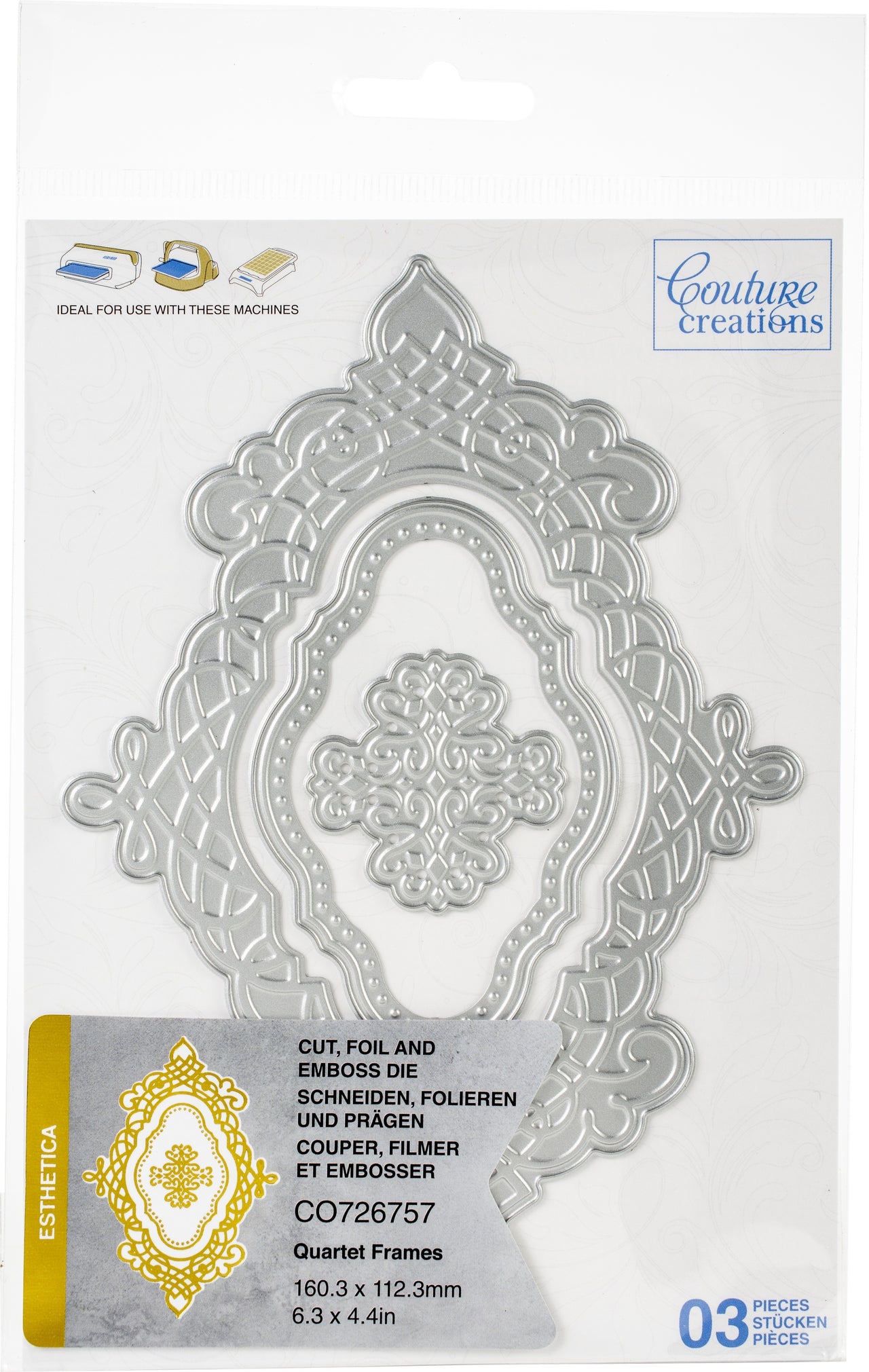 Artdeco Creations Couture Creations Esthetica Cut, Foil & Emboss Nesting Dies - Quartet Frames