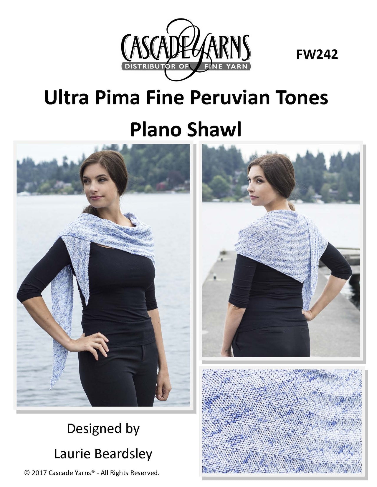 Peruvian Tones Plano Shawl in Cascade Yarns Ultra Pima Fine - FW242 - Downloadable PDF