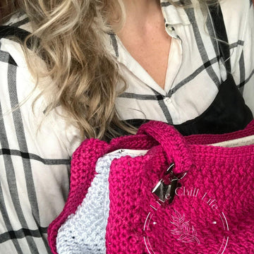 Camellia designer crochet handbag