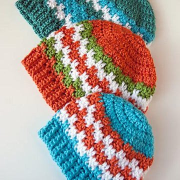 Leaping Stripes and Blocks Beanies
