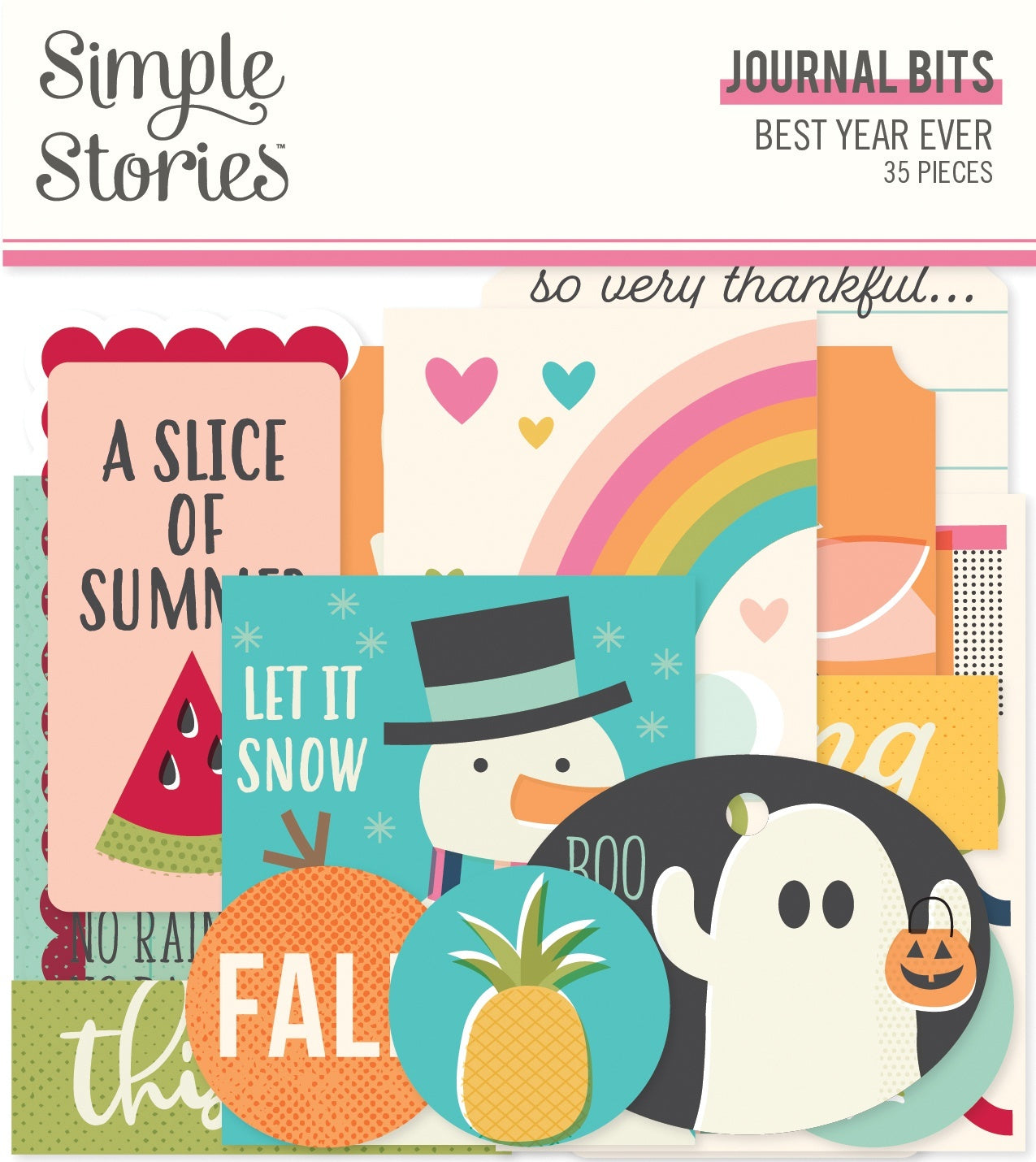 Simple Stories Best Year Ever Bits & Pieces Die-Cuts 35/Pkg - Journal