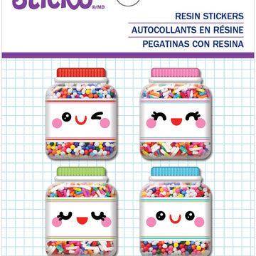 Sticko Resin Sticker - Small Sprinkles Jar, 4/Pkg