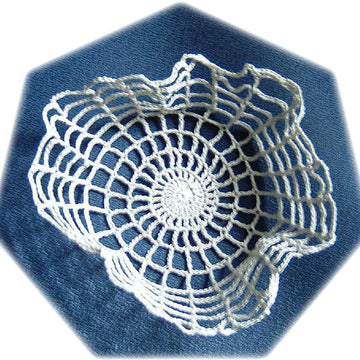 Spider's web doily and bowl