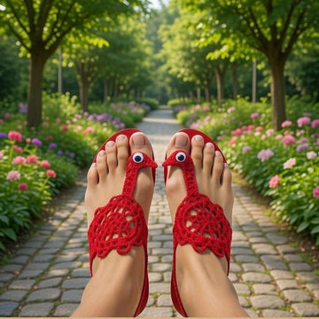 Crochet Goose Barefoot Sandal Pdf + Video Tutorials