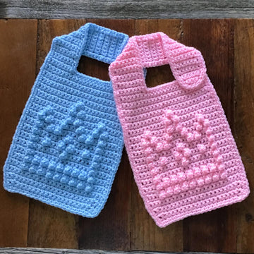 Baby Bib with Bobble Stitch Crown
