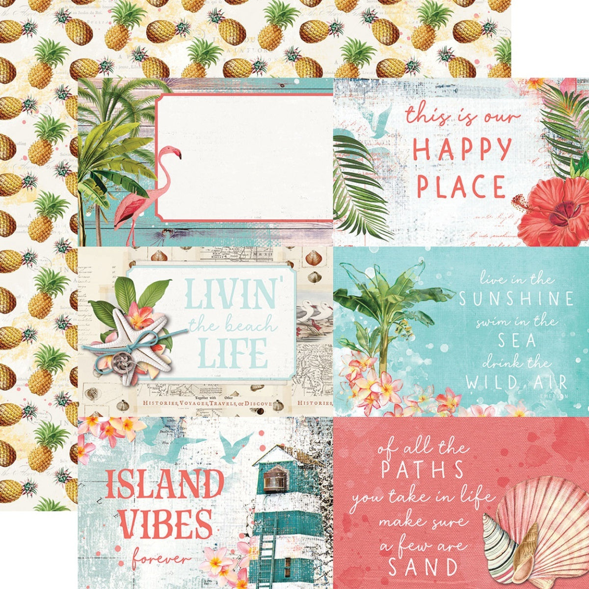 Simple Stories Simple Vintage Coastal Double-Sided Cardstock 12"X12" 25/Pkg - 4"X6" Elements