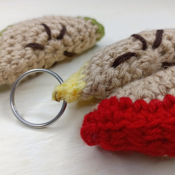 Apple Slice Amigurumi Keychain
