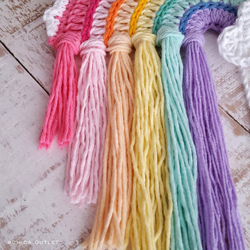 Rainbow crochet wall hanging