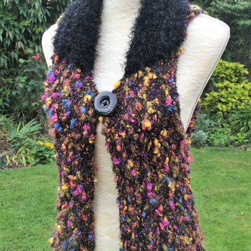 One Button Waistcoat with Fur Effect Collar
