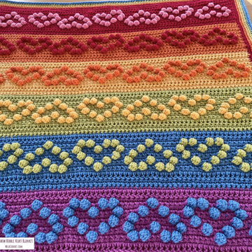 Rainbow Bobble Heart Blanket